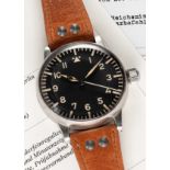 A RARE GERMAN MILITARY LUFTWAFFE B.UHR A. LANGE & SOHNE NAVIGATORS OBSERVATION WATCH DATED 1942,