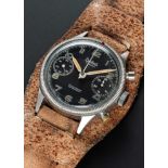 A RARE GENTLEMAN'S STAINLESS STEEL GERMAN MILITARY HANHART FLIEGER FLYBACK CHRONOGRAPH WRIST WATCH