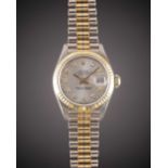 A FINE LADIES 18K SOLID THREE COLOUR SOLID GOLD ROLEX OYSTER PERPETUAL DATEJUST TRIDOR BRACELET