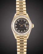 A FINE & RARE LADIES 18K SOLID GOLD & DIAMOND ROLEX OYSTER PERPETUAL DATEJUST BRACELET WATCH CIRCA