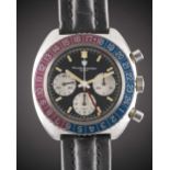 A GENTLEMAN'S STAINLESS STEEL NIVADA GRENCHEN GMT CHRONOGRAPH WRIST WATCH DATED 1971, REF. 85009