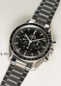 A RARE GENTLEMAN'S STAINLESS STEEL OMEGA SPEEDMASTER PROFESSIONAL "PRE MOON" CHRONOGRAPH BRACELET