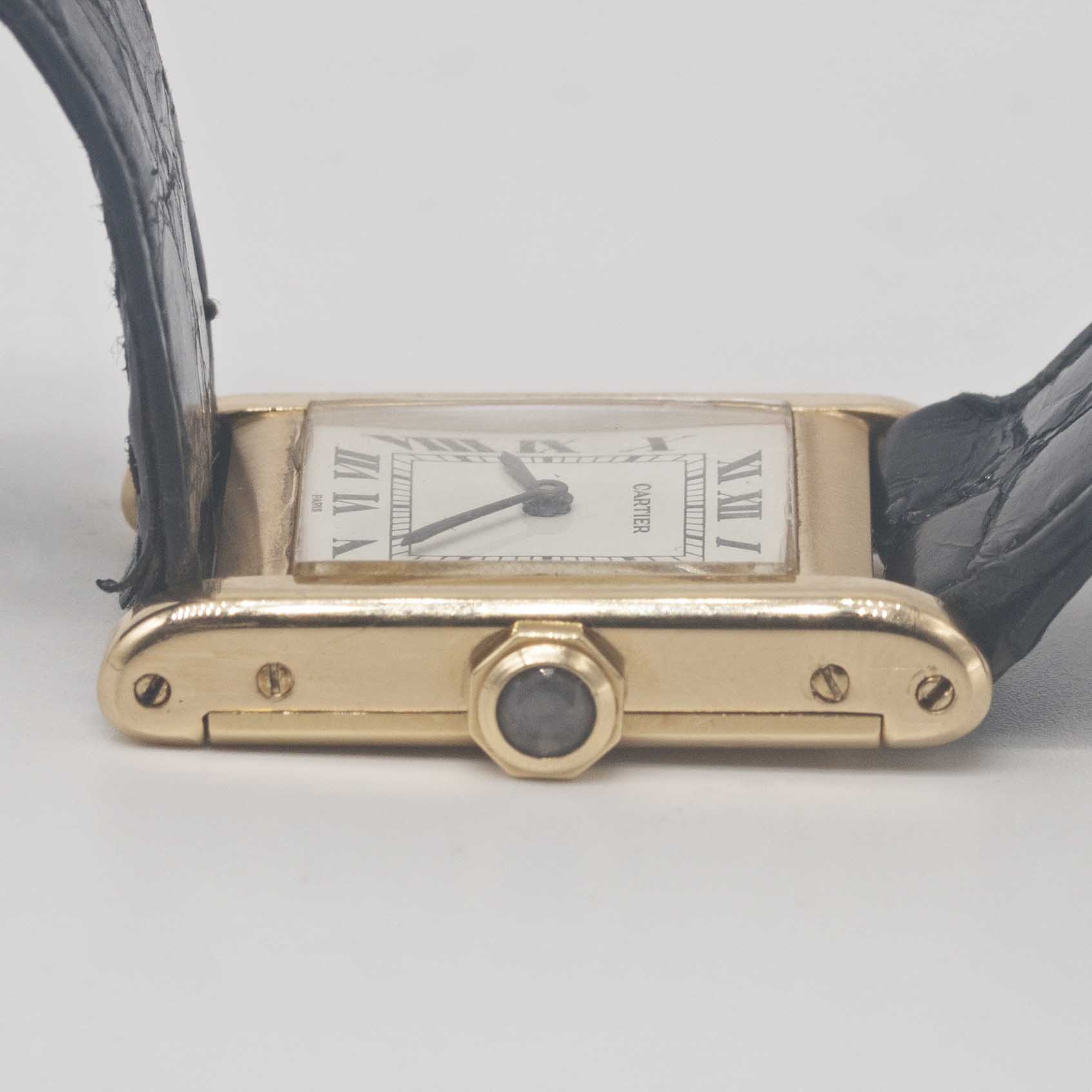 A GENTLEMAN'S SIZE 18K SOLID GOLD CARTIER PARIS TANK NORMALE WRIST WATCH CIRCA 1980s Movement: - Image 12 of 13