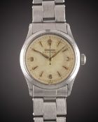 A GENTLEMAN'S STAINLESS STEEL ROLEX OYSTER PERPETUAL BRACELET WATCH CIRCA 1956, REF. 6332 WITH 3-6-9