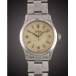 A GENTLEMAN'S STAINLESS STEEL ROLEX OYSTER PERPETUAL BRACELET WATCH CIRCA 1956, REF. 6332 WITH 3-6-9