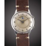 A RARE GENTLEMAN'S STAINLESS STEEL JAEGER LECOULTRE MEMOVOX "PARKING" ALARM WRIST WATCH CIRCA 1960s,