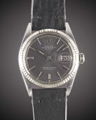 A GENTLEMAN'S STEEL & WHITE GOLD ROLEX OYSTER PERPETUAL DATEJUST WRIST WATCH CIRCA 1973, REF. 1601