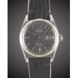 A GENTLEMAN'S STEEL & WHITE GOLD ROLEX OYSTER PERPETUAL DATEJUST WRIST WATCH CIRCA 1973, REF. 1601