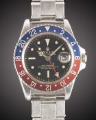 A GENTLEMAN'S STAINLESS STEEL ROLEX OYSTER PERPETUAL GMT MASTER BRACELET WATCH CIRCA 1963, REF. 1675