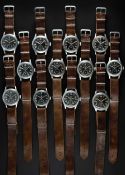 A COMPLETE SET OF GENTLEMAN'S BRITISH MILITARY "DIRTY DOZEN" W.W.W. WRIST WATCHES CIRCA 1945, TO