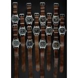 A COMPLETE SET OF GENTLEMAN'S BRITISH MILITARY "DIRTY DOZEN" W.W.W. WRIST WATCHES CIRCA 1945, TO