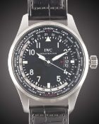 A GENTLEMAN'S STAINLESS STEEL IWC PILOTS WORLDTIMER GMT AUTOMATIC WRIST WATCH CIRCA 2014, REF.