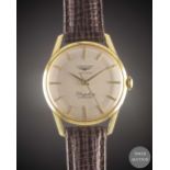 A GENTLEMAN'S 18K SOLID GOLD LONGINES FLAGSHIP AUTOMATIC CHRONOMETER WRIST WATCH CIRCA 1959, REF.