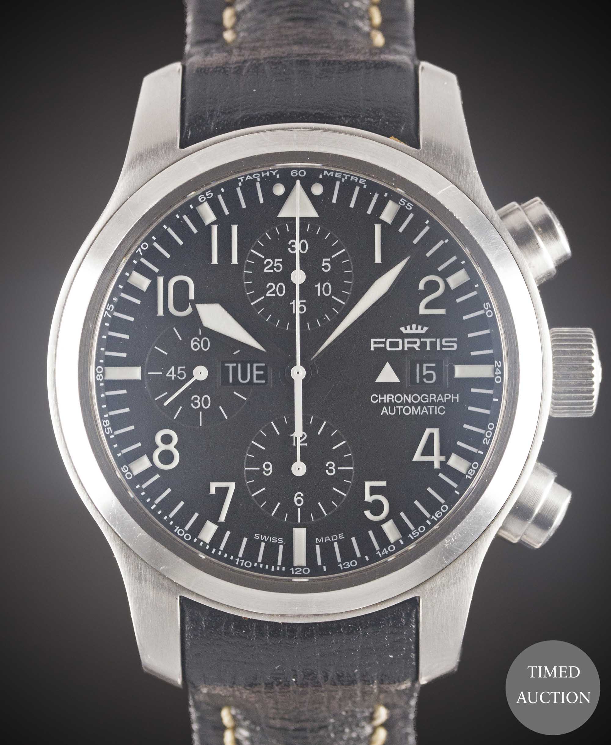 A GENTLEMAN'S STAINLESS STEEL FORTIS B-42 AUTOMATIC CHRONOGRAPH WRIST WATCH DATED 2008, REF. 656.