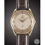 A GENTLEMAN'S ROSE GOLD CAPPED OMEGA GENEVE AUTOMATIC WRIST WATCH CIRCA 1958, REF. 2981-3 TWO TONE
