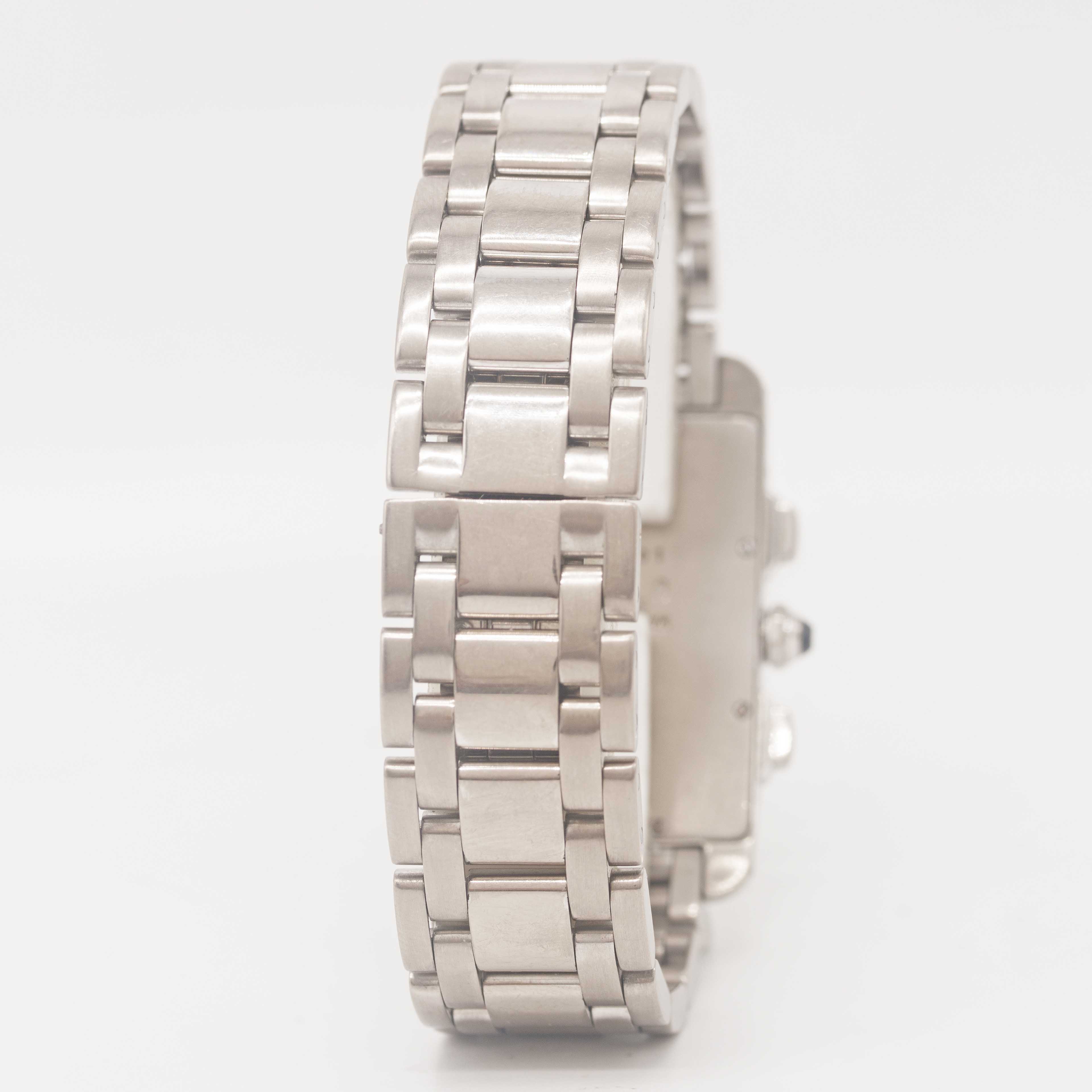 A GENTLEMAN'S 18K SOLID WHITE GOLD CARTIER TANK AMERICAINE CHRONOGRAPH BRACELET WATCH CIRCA 2000, - Image 5 of 7