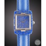 AN 18K SOLID WHITE GOLD & LAPIS CENTURY WRIST WATCH CIRCA 1990s, COMMISSIONED ON BEHALF OF HRH