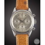 A GENTLEMAN'S STAINLESS STEEL WAKMANN CHRONOGRAPH WRIST WATCH CIRCA 1960s, WITH "TWISTED" LUGS & "