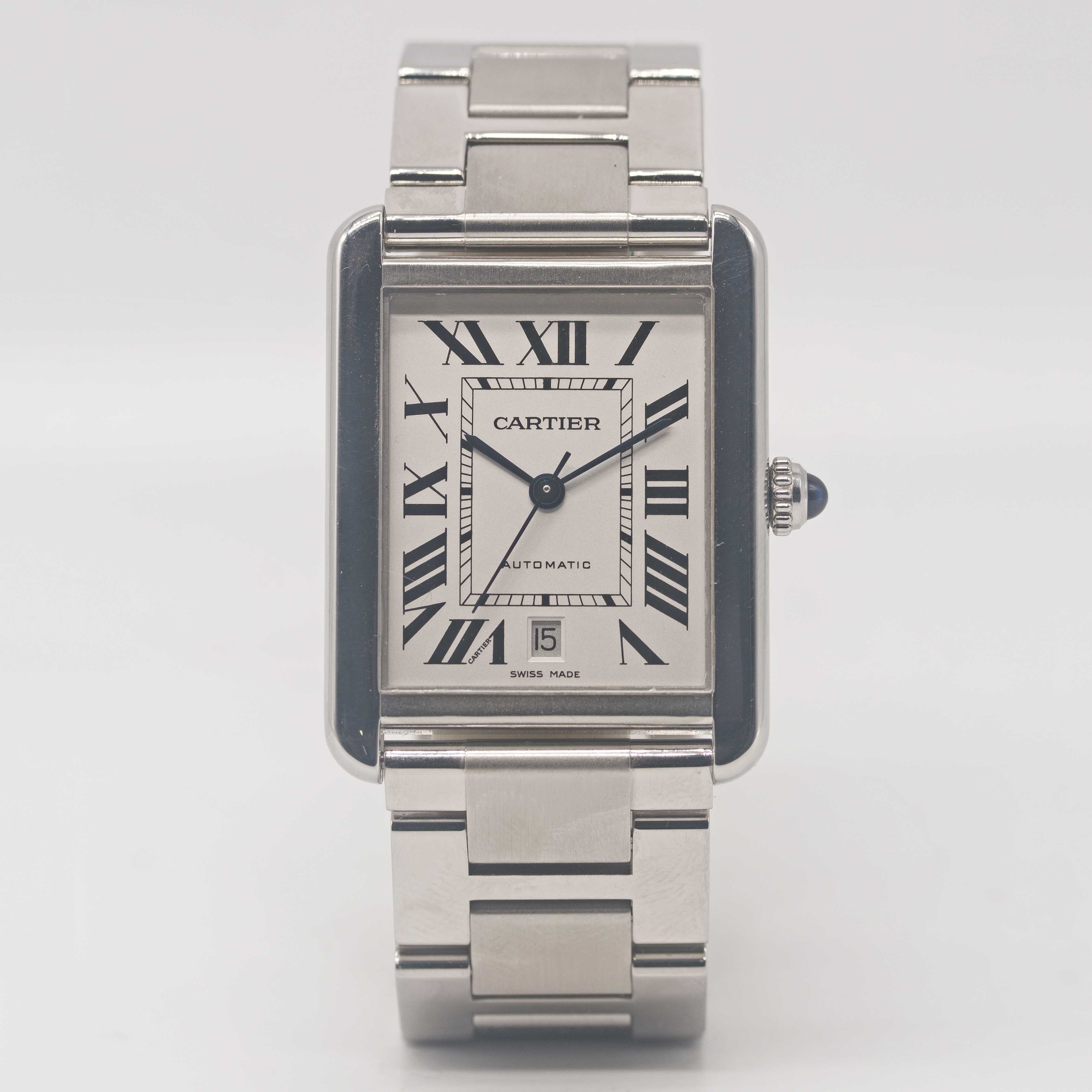 A GENTLEMAN'S LARGE SIZE STAINLESS STEEL CARTIER TANK SOLO XL AUTOMATIC BRACELET WATCH CIRCA 2010, - Image 2 of 7