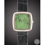 AN 18K SOLID WHITE GOLD AUDEMARS PIGUET WRIST WATCH CIRCA 1970s, WITH GREEN MALACHITE DIAL Movement: