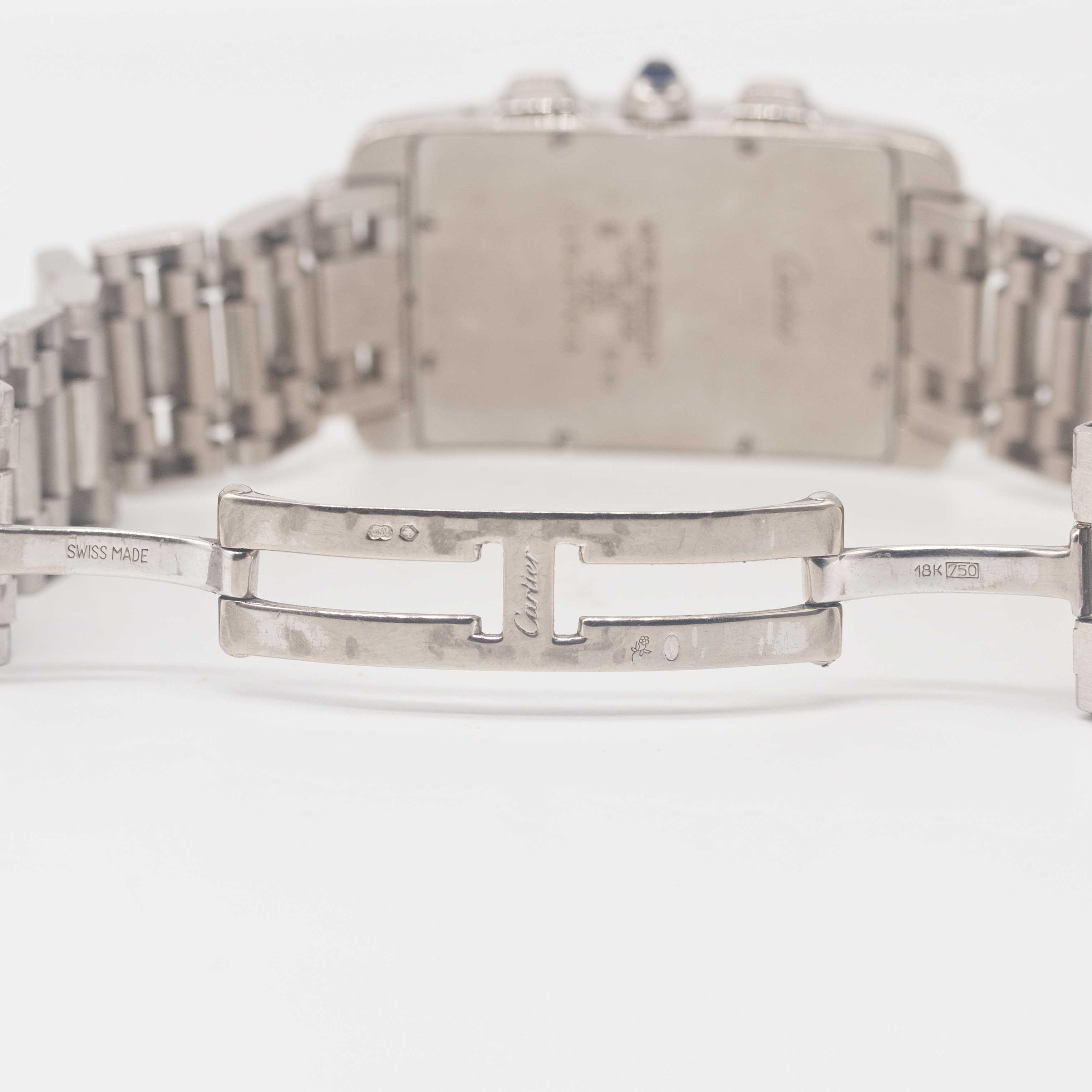 A GENTLEMAN'S 18K SOLID WHITE GOLD CARTIER TANK AMERICAINE CHRONOGRAPH BRACELET WATCH CIRCA 2000, - Image 7 of 7