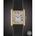 A GENTLEMAN'S LARGE SIZE STEEL & SOLID GOLD CARTIER TANK SOLO WRIST WATCH DATED 2007, REF. 2742 WITH