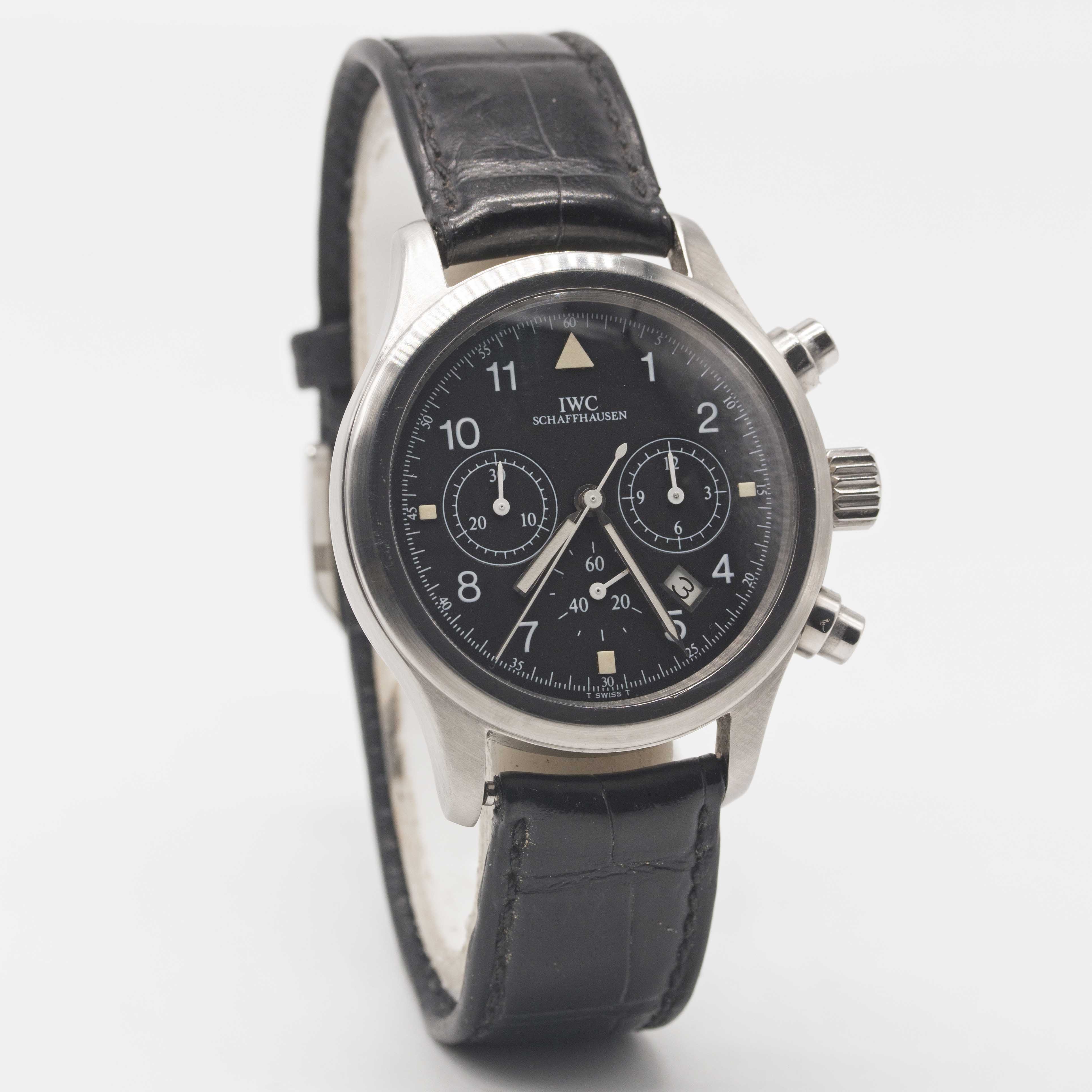 A GENTLEMAN'S STAINLESS STEEL IWC DER FLIEGER CHRONOGRAPH WRIST WATCH CIRCA 1990s, REF. 3741 - Image 4 of 6