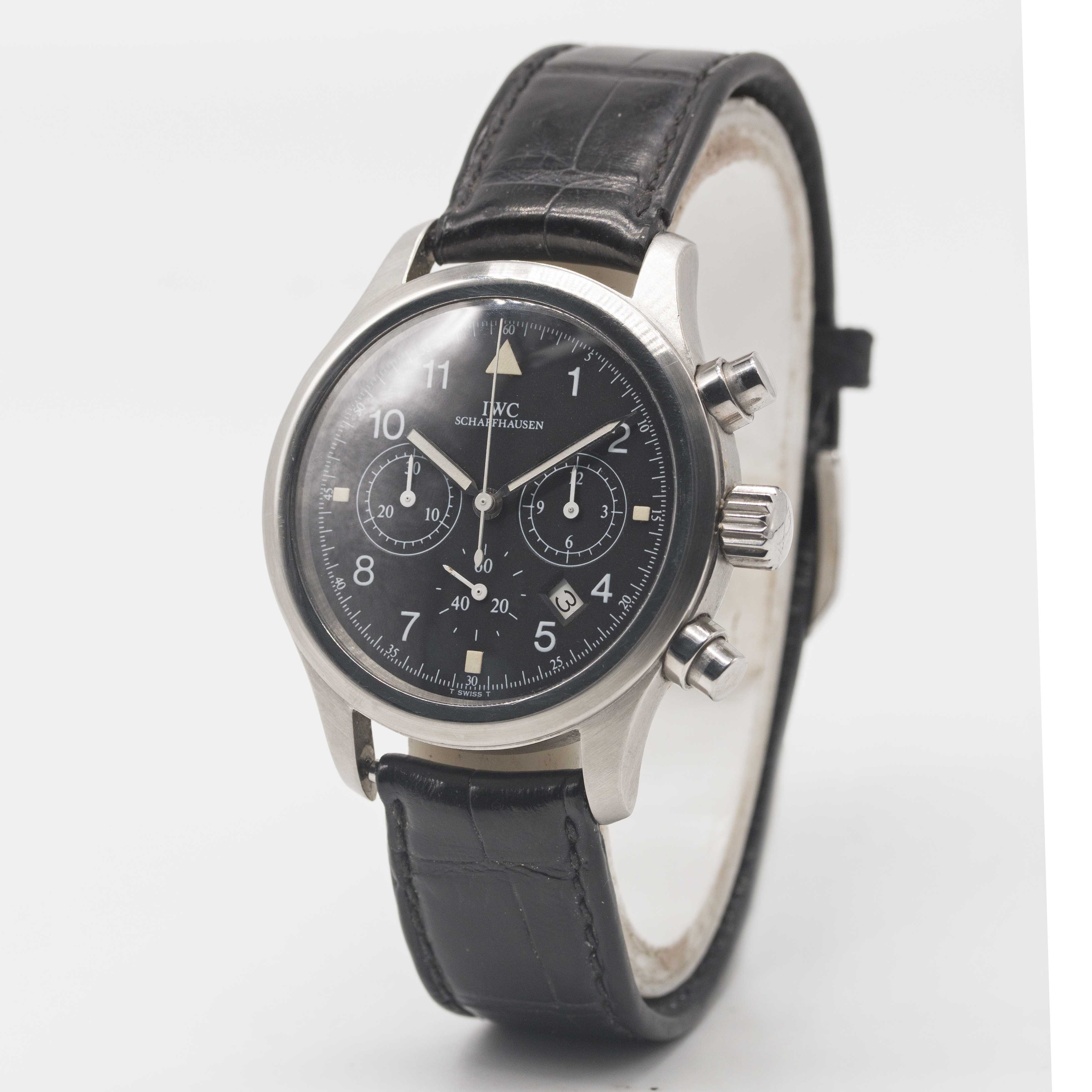 A GENTLEMAN'S STAINLESS STEEL IWC DER FLIEGER CHRONOGRAPH WRIST WATCH CIRCA 1990s, REF. 3741 - Image 3 of 6