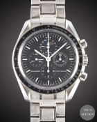A GENTLEMAN'S STAINLESS STEEL OMEGA SPEEDMASTER PROFESSIONAL MOONPHASE CHRONOGRAPH BRACELET WATCH