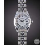 A LADIES STAINLESS STEEL ROLEX OYSTER PERPETUAL DATEJUST BRACELET WATCH CIRCA 2007, REF. 179160 WITH