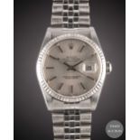 A GENTLEMAN'S STEEL & WHITE GOLD ROLEX OYSTER PERPETUAL DATEJUST BRACELET WATCH CIRCA 1994, REF.