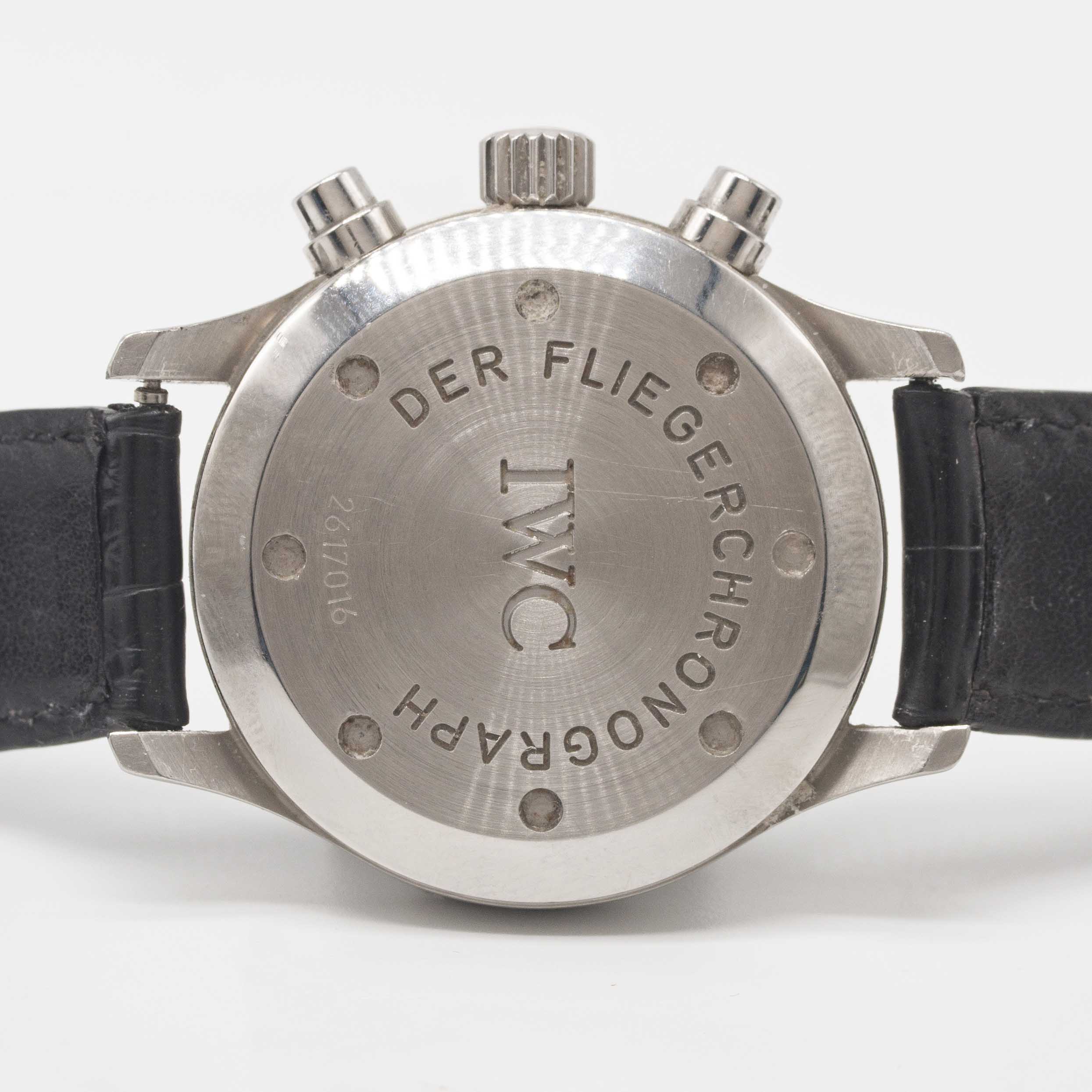 A GENTLEMAN'S STAINLESS STEEL IWC DER FLIEGER CHRONOGRAPH WRIST WATCH CIRCA 1990s, REF. 3741 - Image 6 of 6