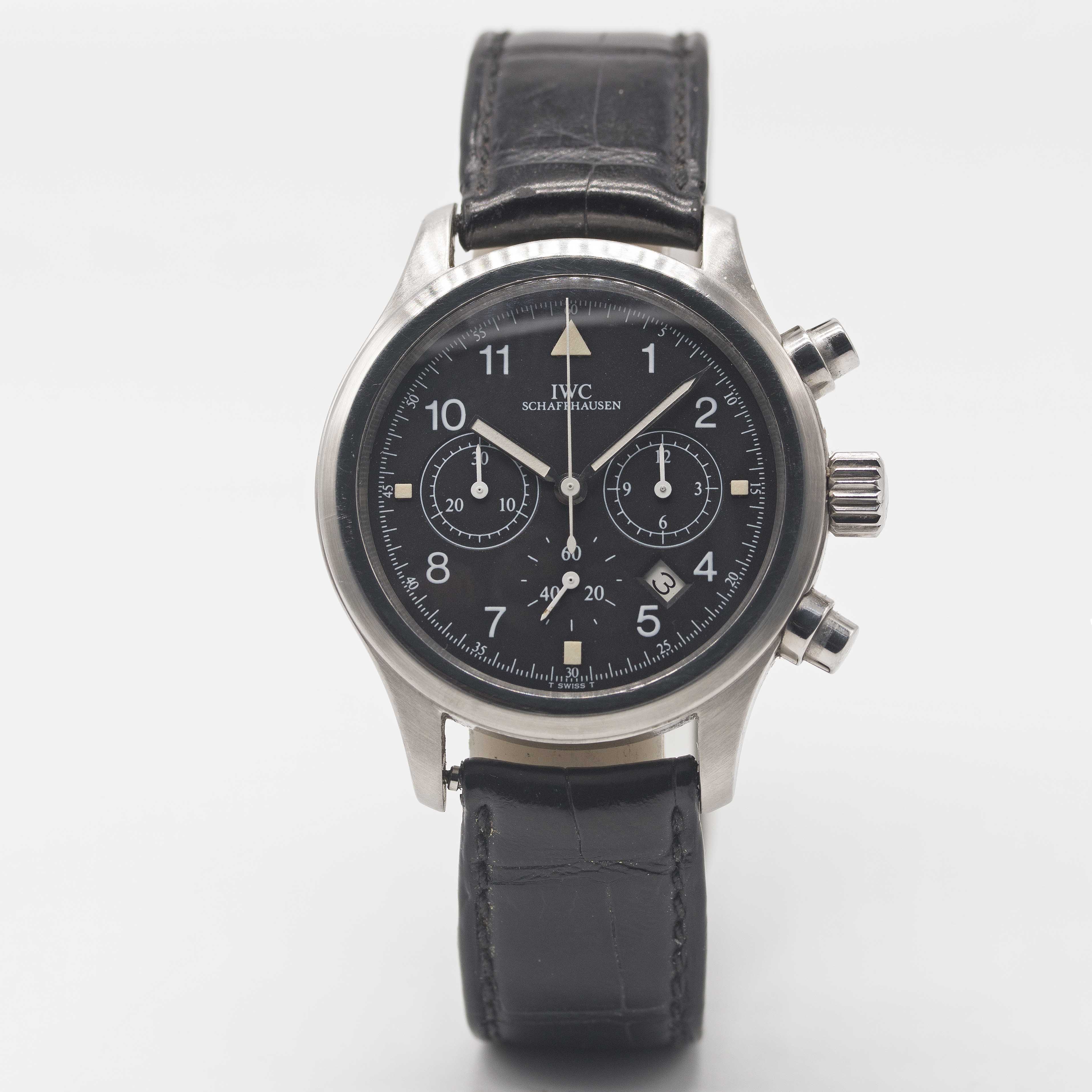 A GENTLEMAN'S STAINLESS STEEL IWC DER FLIEGER CHRONOGRAPH WRIST WATCH CIRCA 1990s, REF. 3741 - Image 2 of 6