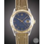 A GENTLEMAN'S STEEL & GOLD ROLEX OYSTER PERPETUAL DATEJUST "TURNOGRAPH" WRIST WATCH CIRCA 1979, REF.