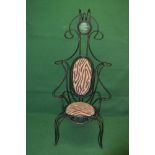 Large wrought iron wire-work chair with glass lens cabochon in the manner of and possibly by Andre