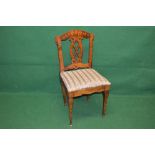 18th/19th century inlaid Norwegian side chair with upholstered seat