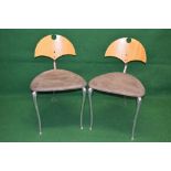 Pair of side chairs in the manner of Mark Brazier-Jones with suede leather seats on three