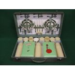 Sirram, a six person 1960's cased picnic set with china plates,