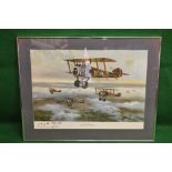 Kenneth McDonough print entitled Camel Flight depicting Sopwith F1 Camels of No.