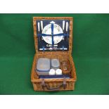 Two person Amberley wicker picnic hamper with Duchess bone china mugs and plates