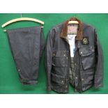 1960's Belstaff Trialmaster waxed motorcycle jacket with BSA badge - 40" chest with matching