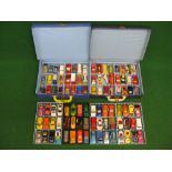 Matchbox Collectors Cases, two different cases containing 100 mostly Matchbox Lesney,