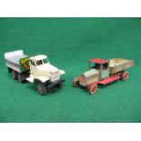 Two spring drive clockwork tinplate models to comprise: tipping lorry with driver and Balloon Tyres