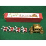 Lesney die cast Coronation Coach set with Queen in gold coach, eight horses and four riders,