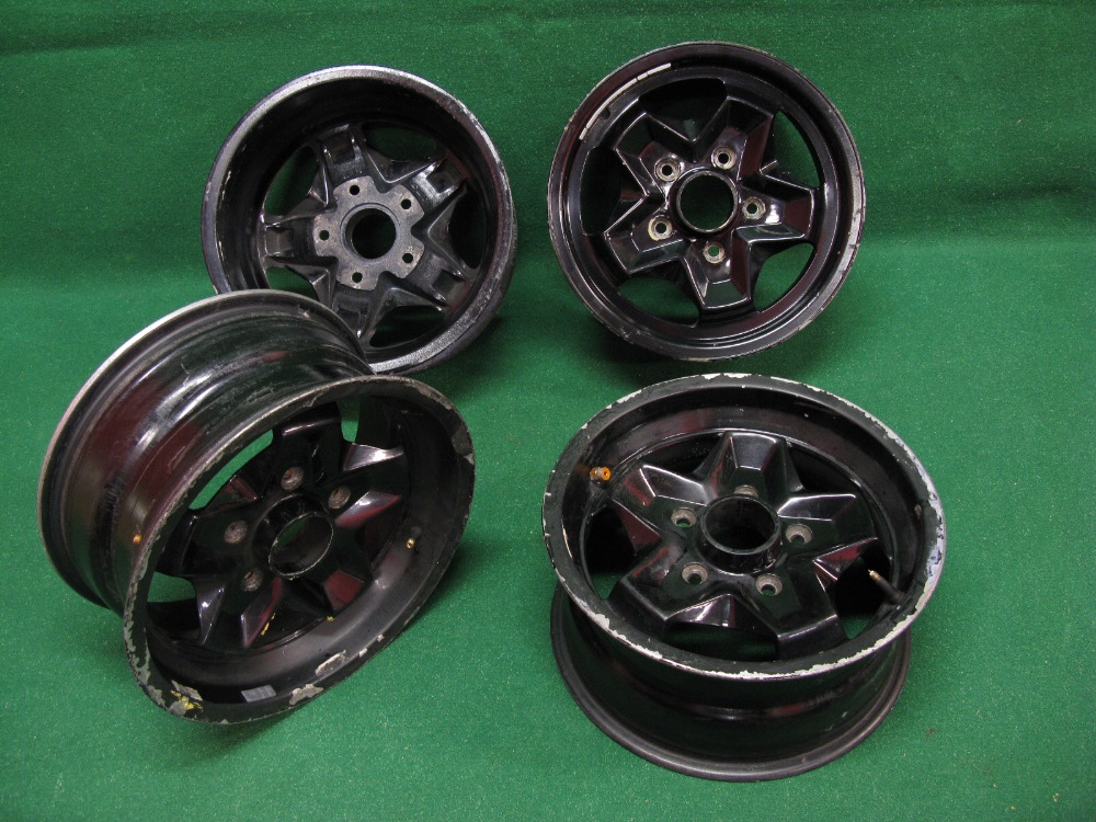 Four black painted five stud alloy wheels for a Porsche 911 Turbo (1982)