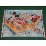 Rug featuring Walt Disney cartoon characters on a flying carpet - 60" x 43.