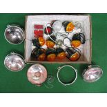 Box of assorted new and second hand vehicle lamps to include: spot, sealed beam, orange lensed,