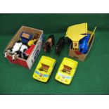 Sindy, group of items to comprise: two buggies, six horses, trap, horse box, two tents etc,