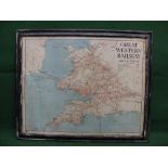 Circa 1930's tin GWR Booking Hall system map - 33" x 27" ,