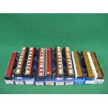 Hornby Dublo, ten 3 Rail coaches to comprise: three D1 Gresley, D13 maroon suburban,